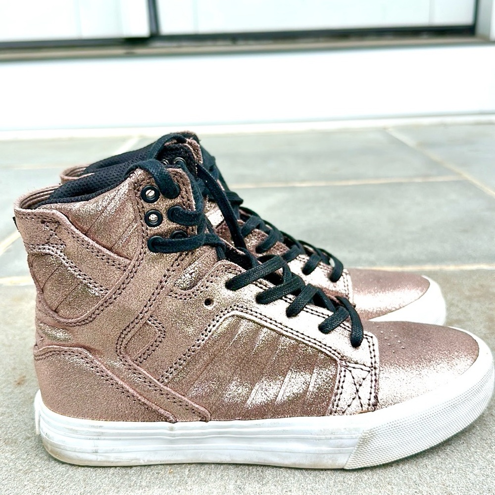 Supra Rose Gold Metallic High-Top Sneakers